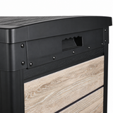 Pro Grade 540L Outdoor Garden Storage Box - Oak Woodgrain - Black Lid