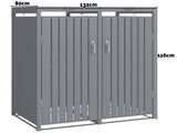 Kingdom Teak Anthracite Galvanised Steel Wheelie Bin Store - Double