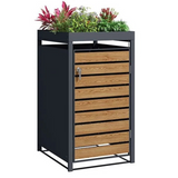 Wood Effect Wheelie Bin Storage With Planter- Single Bin Store