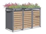 Wood Effect Wheelie Bin Storage With Planter - Triple Bin Store