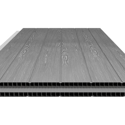 Pro Grade 6ft x 12ft Premium Plastic Double Door Garden Shed - Grey/Anthracite Wood Touch Texture