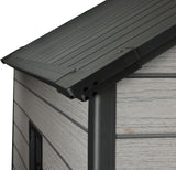 Pro Grade 6ft x 12ft Premium Plastic Double Door Garden Shed - Grey/Anthracite Wood Touch Texture