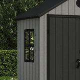 Pro Grade 8ft x 12ft Premium Plastic Double Door Garden Shed - Grey/Anthracite Wood Touch Texture