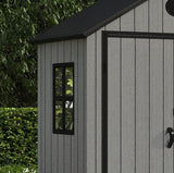Pro Grade 6ft x 4ft Premium Plastic Garden Shed Double Door - Grey Wood Touch Texture