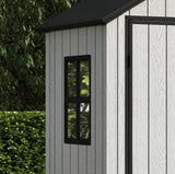 Pro Grade 6ft x 8ft Premium Plastic Double Door Garden Shed - Grey Wood Touch Texture