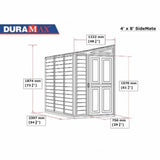 Duramax Side Mate Plus - 4ft x 8ft Plastic Garden Shed in Grey