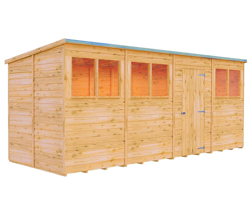 Shire NEW Garden Value 16ft x 6ft Overlap Pent Shed with windows