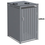 Kingdom Teak Anthracite Galvanised Steel Wheelie Bin Store - Single