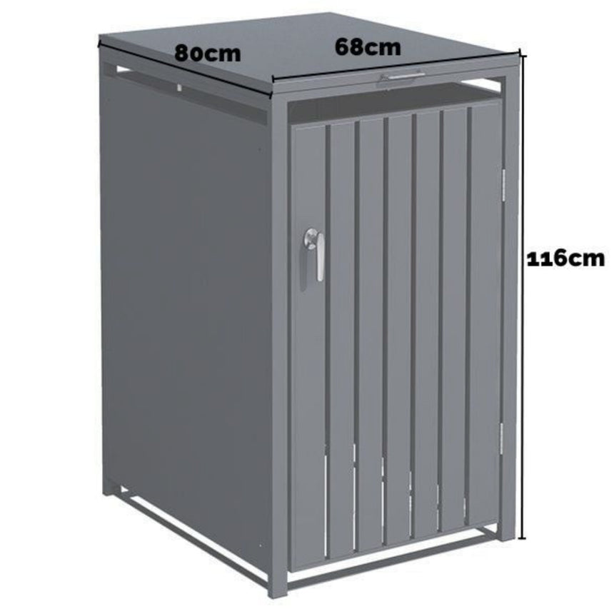 Kingdom Teak Anthracite Galvanised Steel Wheelie Bin Store - Single