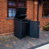 Kingdom Teak Anthracite Galvanised Steel Wheelie Bin Store - Single