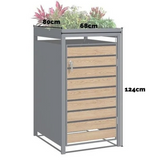 Wood Effect Wheelie Bin Storage With Planter- Single Bin Store